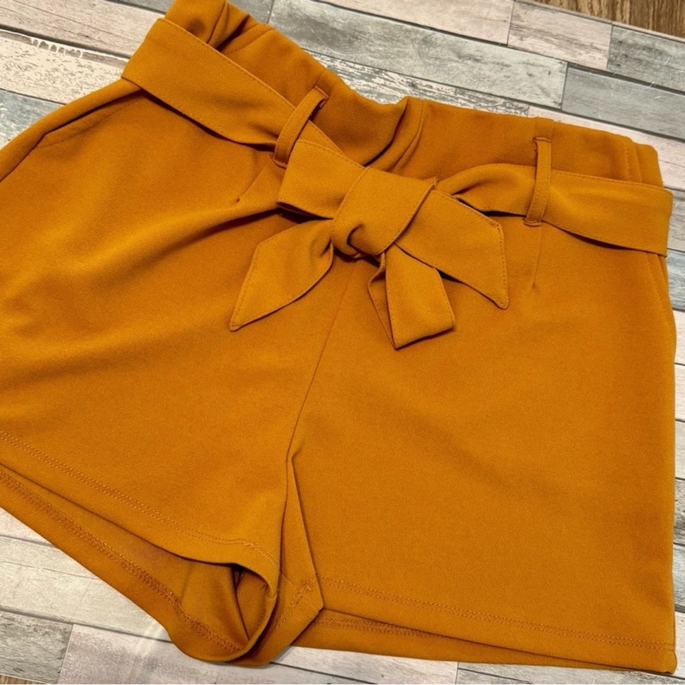 Women’s Mustard “Forever21” High-waisted Shorts with Belt | #A3 - Picture 2 of 11